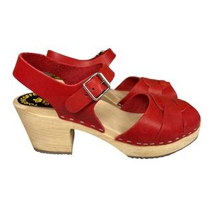 Red Leather Women's Sandals